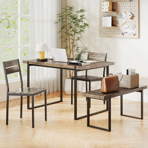 4-Piece Dining Table Set for 4 with 1 Bench and 2 Chairs-Gray view 6