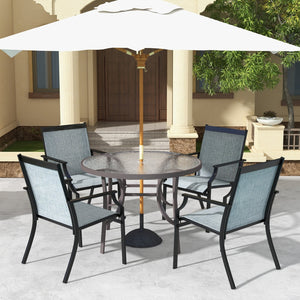 4 Piece Patio Dining Chairs Large Outdoor Chairs with Breathable Seat and Metal Frame-Blue view 2