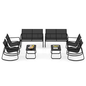 4 Piece Patio Rocking Set with Glass-Top Table-Black view 4