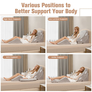 4 Pieces Bed Wedge Pillow for Back Neck and Leg Pain Relief-Gray view 7