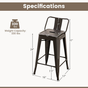 24 Inch Set of 4 Cafe Side Chairs with Rubber Feet and Removable Backs-Gun view 4