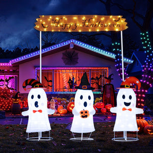 4 Pieces Halloween Decoration Pop up Ghosts with Gate and LED Lights view 2