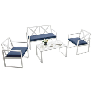 4 Pieces Outdoor Conversation Set with Sturdy Steel Frame view 6