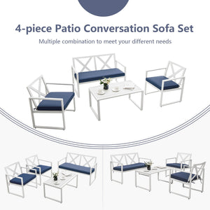 4 Pieces Outdoor Conversation Set with Sturdy Steel Frame view 7