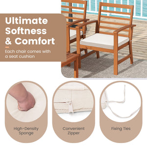 4 Pieces Outdoor Furniture Set with Stable Acacia Wood Frame-Beige view 8