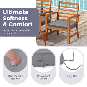 4 Pieces Outdoor Furniture Set with Stable Acacia Wood Frame-Gray view 9