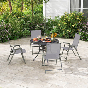 Set of 4 Patio Folding Chair Set with Rustproof Metal Frame-Gray view 3