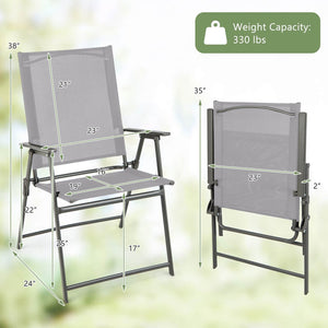 Set of 4 Patio Folding Chair Set with Rustproof Metal Frame-Gray view 5