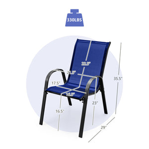 4 Pieces Stackable Patio Dining Chairs Set with Armrest-Navy view 5