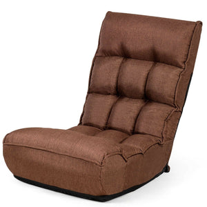 4-Position Adjustable Floor Chair Folding Lazy Sofa-Coffee view 4