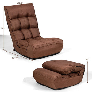 4-Position Adjustable Floor Chair Folding Lazy Sofa-Coffee view 5