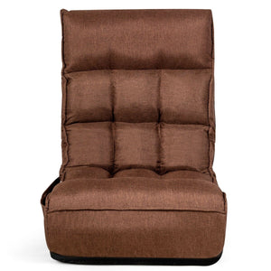 4-Position Adjustable Floor Chair Folding Lazy Sofa-Coffee view 6