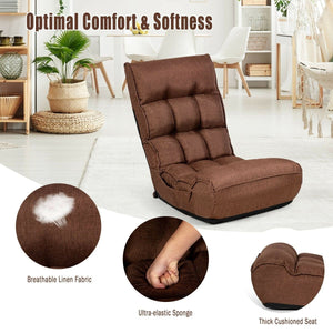 4-Position Adjustable Floor Chair Folding Lazy Sofa-Coffee view 7