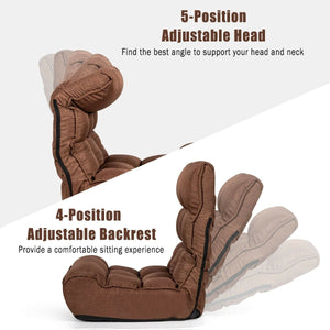 4-Position Adjustable Floor Chair Folding Lazy Sofa-Coffee view 8