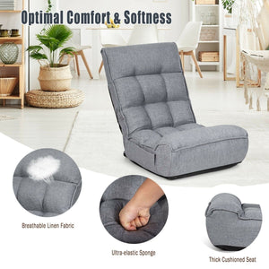 4-Position Adjustable Floor Chair Folding Lazy Sofa-Gray view 8