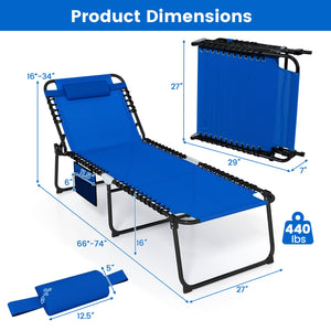 4 Position Folding Lounge Chaise with Adjustable Backrest and Footrest-Navy view 4