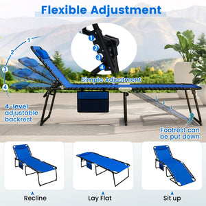 4 Position Folding Lounge Chaise with Adjustable Backrest and Footrest-Navy view 6