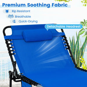 4 Position Folding Lounge Chaise with Adjustable Backrest and Footrest-Navy view 7