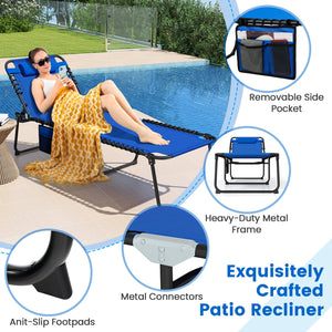 4 Position Folding Lounge Chaise with Adjustable Backrest and Footrest-Navy view 8