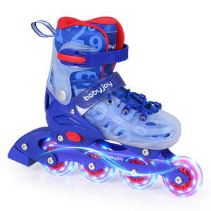 4-Size Adjustable Illuminating Kids Inline Skates with Light Up Wheels-Blue view 4