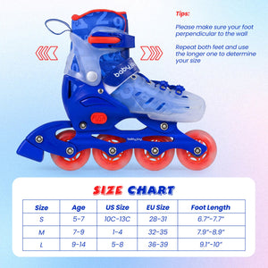 4-Size Adjustable Kids Inline Skates for Beginners Ages 5-7-Blue view 5
