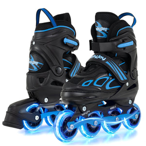 4 Sizes Adjustable Blade Roller with Light-up Wheels for Youth-Blue