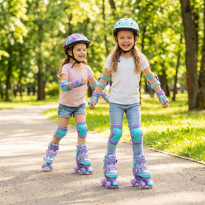 4 Sizes Adjustable Kids Roller Skates with Light-up Wheels and Safety Protection S Size-Purple view 5