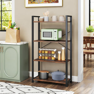 4-Tier Bookshelf with Heavy Duty Metal Frame Industrial Display Shelf-Rustic Brown view 3