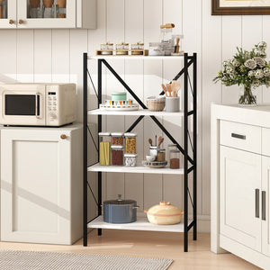 4-Tier Bookshelf with Heavy-Duty Metal Frame-White view 3