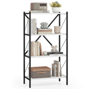 4-Tier Bookshelf with Heavy-Duty Metal Frame-White view 4