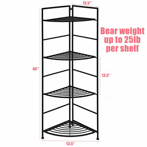 4 Tier Folding Metal Shelf Plant Stand Storage Open Shelf Corner Display Rack view 5