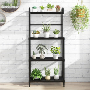 4-Tier Kitchen Microwave Storage Rack with Metal Shelves-Black view 6