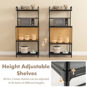 4-Tier Kitchen Microwave Storage Rack with Metal Shelves-Black view 7