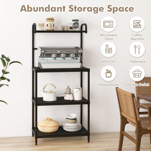 4-Tier Kitchen Microwave Storage Rack with Metal Shelves-Black view 8