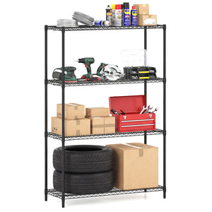4-Tier Metal Storage Shelving Unit with V-Shaped Wire Rack-Black view 4