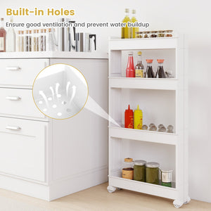 4-Tier Multifunctional Slim Storage Trolley with Detachable Trays-White view 9
