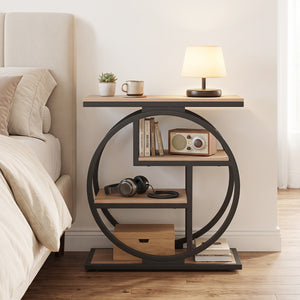 4-Tier Narrow End Table for Living Room with Storage Shelves-Gray view 7