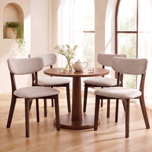 4 Upholstered Chairs with Solid Rubber Wood Frame and Curved Backrest for Dining Room-Brown view 3