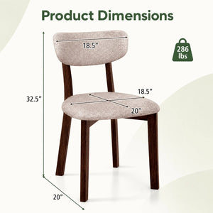 4 Upholstered Chairs with Solid Rubber Wood Frame and Curved Backrest for Dining Room-Brown view 4