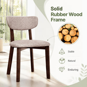 4 Upholstered Chairs with Solid Rubber Wood Frame and Curved Backrest for Dining Room-Brown view 5