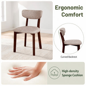 4 Upholstered Chairs with Solid Rubber Wood Frame and Curved Backrest for Dining Room-Brown view 6