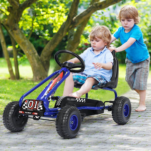 4 Wheel Pedal Powered Ride On with Adjustable Seat-Blue view 2