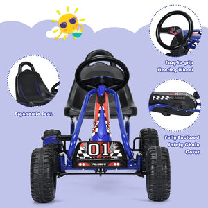 4 Wheel Pedal Powered Ride On with Adjustable Seat-Blue view 3