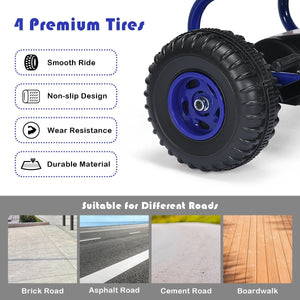 4 Wheel Pedal Powered Ride On with Adjustable Seat-Blue view 5
