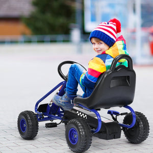 4 Wheel Pedal Powered Ride On with Adjustable Seat-Blue view 6