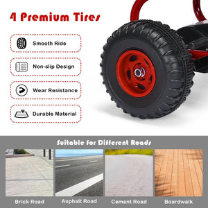 4 Wheel Pedal Powered Ride On with Adjustable Seat-Red view 5