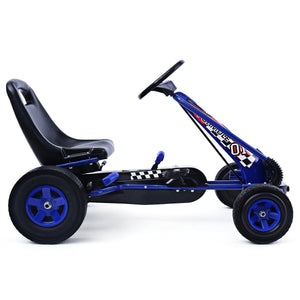 4 Wheels Kids Ride On Pedal Powered Bike Go Kart Racer Car Outdoor Play Toy-Blue view 6