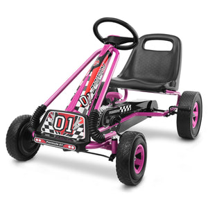4 Wheels Kids Ride On Pedal Powered Bike Go Kart Racer Car Outdoor Play Toy-Pink
