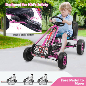 4 Wheels Kids Ride On Pedal Powered Bike Go Kart Racer Car Outdoor Play Toy-Pink view 7
