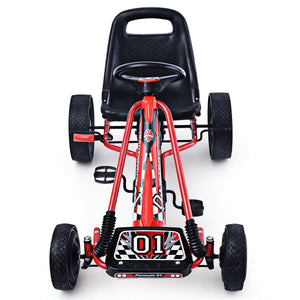 4 Wheels Kids Ride On Pedal Powered Bike Go Kart Racer Car Outdoor Play Toy-Red view 6